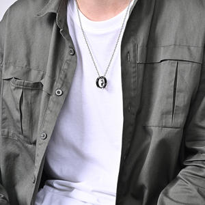 Collar de Pareja con Doble Anillo, Colgante Circular de Acero Titanio, Unisex, para Uso Diario - Product Image 2