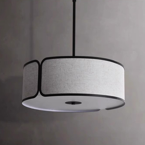 Luminaire suspendu en tissu de style chinois moderne, lustre rond en forme de tambour E27 LED pour salon, chambre à coucher, salle à manger, restaurant - Product Image 3