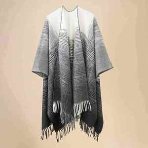 Wholesale Luxury Fashion Winter Large Womens Wool Crochet <b>Wrap</b> Sweater Thick Shawl <b>Poncho</b> With Tassel Multifunction - Product Image 6
