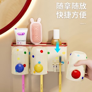 <b>Wall</b> <b>Mounted</b> <b>Toothbrush</b> <b>Holder</b> 4 Cup Storage Rack With Suction Cups Space Saving Bathroom Organizer For Home Use - Product Image 5