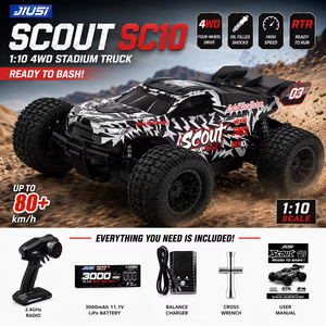 รถดริฟท์บังคับวิทยุ JIUSI SC10 1/10 4WD มอเตอร์ไร้แปรงถ่าน ความเร็วสูง 80 กม./ชม. รถมอนสเตอร์บังคับวิทยุพร้อมใช้งาน (RTR) - Product Image 1