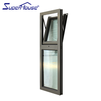 Fenêtre à auvent verticale à triple vitrage certifiée anti-ouragan de Floride Miami avec écran pliable, style à ouverture battante, design à persiennes