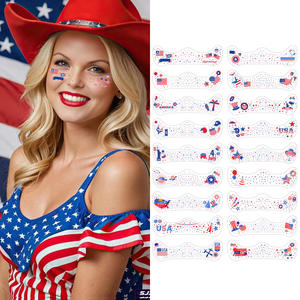 รอยสักชั่วคราวลายธงชาติสหรัฐอเมริกากันน้ำ 4 กรกฎาคม สำหรับเด็ก/ผู้ใหญ่ สติ๊กเกอร์ศิลปะบนใบหน้าและร่างกายแบบเซ็กซี่สำหรับวันประกาศอิสรภาพ รอยสักบนใบหน้า - Product Image 1