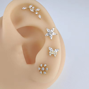 Anting-anting tusuk tulang rawan <span class=keywords><strong>titanium</strong></span> 18K 16G G23 dengan ulir dalam, bertabur CZ, untuk bibir, perhiasan tindik <span class=keywords><strong>titanium</strong></span>. - Product Image 3