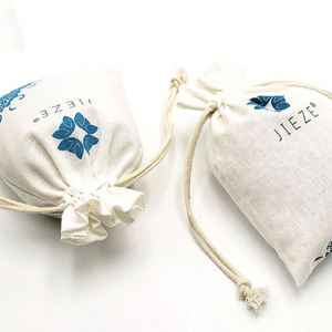 Custom White Cotton Pouch Wholesale Drawstring Gift Packaging Cosmetic Jewelry Packaging <b>Bags</b> - Product Image 3