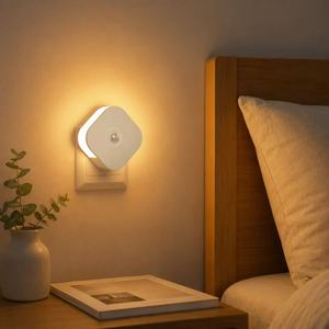 OEM <b>LED</b> Night <b>Light</b> Manufacturer 2700K Warm White PIR Motion Sensor <b>Plug</b> <b>in</b> Night <b>Light</b> EU UK AU JP <b>Plug</b> Indoor Lighting - Product Image 1