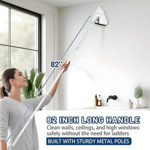 Tường lau sạch dài xử lý 80 inches180 ° gấp Trần máy giặt Scrubber và squeegeetriangle ván chân tường làm sạch công cụ Khăn lau bụi - Product Image 5