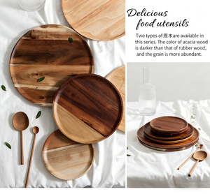 Plateaux <span class=keywords><strong>de</strong></span> service ronds en bois <span class=keywords><strong>de</strong></span> chêne africain, acacia et teck <span class=keywords><strong>de</strong></span> haute qualité pour la restauration – Vente en gros usine - Product Image 1