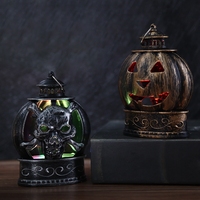 Halloween-Kürbislampen-Harzstatue, individuelle Figurenherstellung – handgeschnitzte LED-Gruseldeko für Feiertagspartys und Spukhäuser