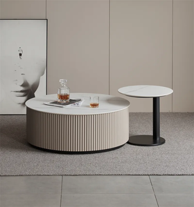 Mesa de centro redonda con cajón de madera, mueble de Interior de diseño táctico y hermoso - Product Image 1