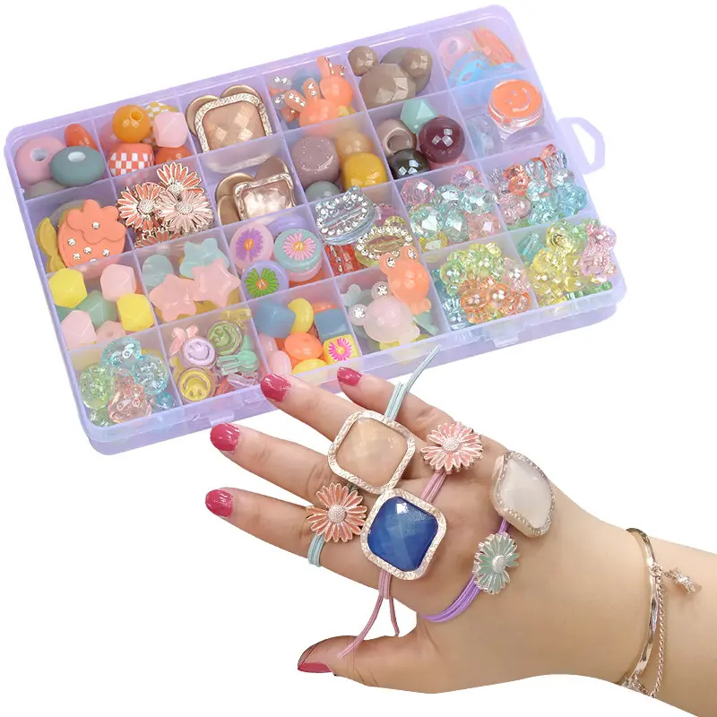 Gran juguete de regalo para niñas colorido lindo Diy cuentas sueltas dijes pulsera collar Kit de fabricación de joyas