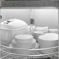 Storking Factory Panier coulissant universel en acier inoxydable à 360 degrés pour rangement de cuisine en coin magique rotatif