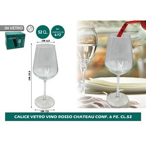 Set di 6 Calici da Vino Rosso CHATEAU 52 CL Elegante Cristalleria per Vino - Product Image 1