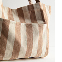 Sac fourre-tout personnalisé en toile rayée avec poche extérieure, idéal pour le travail et le shopping, écologique et grand format