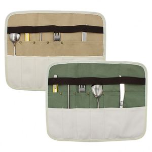 Sac de rangement enroulable vintage en toile, multi-usages, pour cuillères, fourchettes et couverts, support suspendu pour ustensiles de cuisine, durable et réutilisable - Product Image 2
