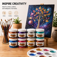 Peinture Acrylique Métallique 8 Couleurs 100ml Pot à Large Ouverture Imperméable Non Toxique Or Argent Bronze pour Toile Pierre Bois Art DIY