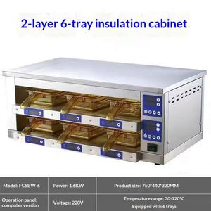 Gabinete Aislante de Acero Inoxidable Comercial para Alimentos, Dos Niveles con Cuatro Bandejas, Dos Niveles con Seis Bandejas, para Cadenas de Comida Rápida Occidental - Product Image 3