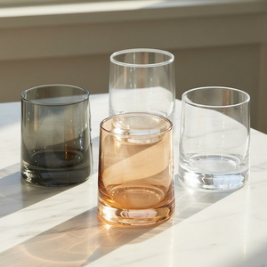 Pot en verre vide irisé arc-en-ciel, transparent, ambre, gris, 250 ml, avec couvercle en bambou classique, pot de rangement de luxe pour la décoration de la maison - Product Image 1