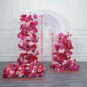Wholesale pink Style flower background Wedding Decoration <b>hydrangea</b> with Rose Flower Row & Arch Set for Backdrop - Product Image 2