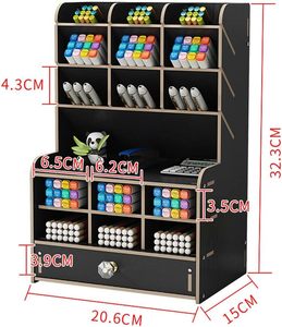 Porte-stylo en bois multifonctionnel pour bricolage Boîte <span class=keywords><strong>de</strong></span> rangement carrée pour l'art Organisateur <span class=keywords><strong>de</strong></span> <span class=keywords><strong>bureau</strong></span> avec techniques brillantes - Product Image 5