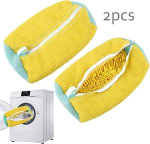Sac à linge portable en coton et polyester, lavable et réutilisable, pour le nettoyage et le séchage des chaussures, avec fermeture éclair, design pratique pour la garde-robe - Product Image 3