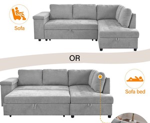 Sofá Cama Convertible en Cama con Espacio de Almacenamiento Extraíble, Sofá Esquinero en Forma de <span class=keywords><strong>L</strong></span> - Product Image 3