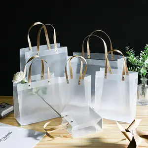 2024 Wholesale Custom LOGO Shopping PP Plastic Tote Frosted PVC Transparent Gift Bag