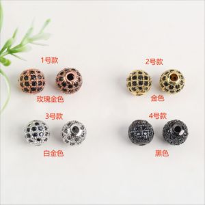 Perles de zircon micro-incrustées rondes pour la fabrication de bracelets, accessoires de bijouterie, matériau en cuivre, motif mosaïque, plaqué or 18 carats - Product Image 2