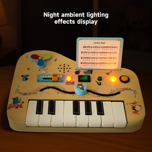 Jouet en bois Montessori pour bébé, piano, circuit, planche d'activités, lumière LED, interrupteur de simulation, éducation précoce du cerveau pour les enfants, garçons et filles - Product Image 4