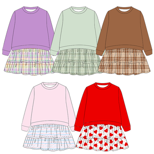 ชุดเดรสเสื้อสเวตเชิ้ตแบบชิ้น<span class=keywords><strong>เด</strong></span>ียวสำหรับเด็กผู้หญิงวัยเตาะแตะ แขนยาว คอกลม พร้อมกระโปรง<span class=keywords><strong>ระบาย</strong></span>เป็น<span class=keywords><strong>ชั้น</strong></span>ๆ สำหรับเล่น - Product Image 1