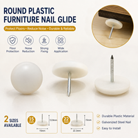 Protège-pieds ronds en plastique à clouer pour meubles, 15 mm et 22 mm, pour tables, canapés, armoires et pieds en bois