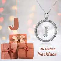 Bijoux fins, collier avec pendentif rond en nacre, alphabet 26 lettres personnalisé, argent sterling 925