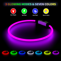 Collier LED pour chien Collier lumineux 7 couleurs USB rechargeable étanche TPU Glowing Night Safety Dogs Collars