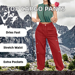 Pantalones Cargo Casuales de Cintura Alta Elásticos y Transpirables para Mujer, Antiarrugas, de Secado Rápido, 100% Algodón, Largos, del Mejor Material - Product Image 2