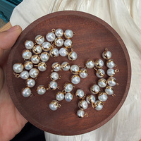 Perle ronde Edison de 8,5-9 mm plaquée or, perle d'eau douce naturelle, pendentif vintage à suspendre, accessoires pour boucles d'oreilles DIY