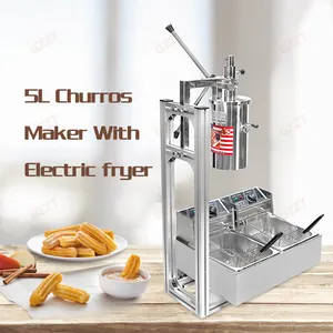 Fritadeira de churros oca vertical 5l manual em aço inoxidável resistente, fritadeira elétrica com 4 moldes