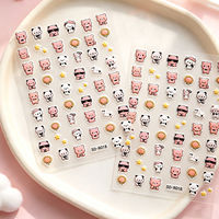 Autocollants 5D en relief pour ongles, motifs mignons d'ours panda, tournesol, étoile, animaux, autocollants adhésifs pour manucure DIY