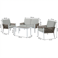 Ensemble de meubles d'extérieur en rotin moderne, 4 pièces, table et chaises avec canapé pour patio, jardin, cour et salon