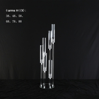 Candelabres Transparents pour Mariages Décoration de Centres de Table, Candelabres en Acrylique à 5 ou 8 Branches, Supports de Bougies LED