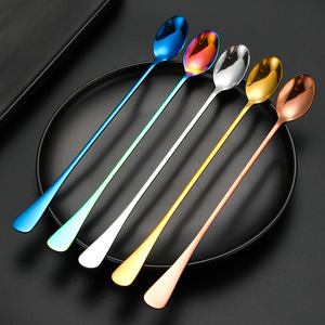 ช้อนน้ำแข็งด้ามยาวสแตนเลส 24 ซม. ช้อนคนค็อกเทลแบบใช้ซ้ำได้ ช้อนผสมบาร์ สีทึบ - Product Image 3