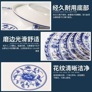 Plato redondo de porcelana azul y blanca, plato de plástico duradero para uso en hoteles, restaurantes y fiestas. - Product Image 5