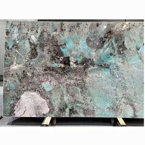Dalles de granit turquoise brésilien moderne de luxe pour la conception de sols de projets hôteliers, décoration rétroéclairée pour la maison - Product Image 1