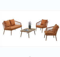 Ensemble de canapés de jardin en toile de haute qualité de style moderne, structure en métal, ensemble de canapés d'extérieur simples 4 places