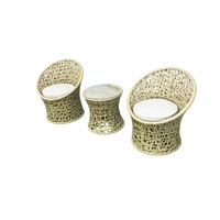 Ensemble de mobilier d'extérieur en fer et rotin, 5 pièces, table et chaises, pour jardin, cour, balcon, détente, petit coin café