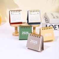 Kalender Meja Mini Retro 2026 Jam Kertas Hiasan Meja Portabel untuk Pelajar Buku Catatan Spiral Perencana Logo Kustom Alat Tulis
