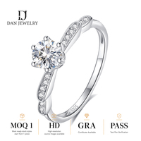 Bague de fiançailles en moissanite ronde en argent sterling 925, testée au stylo de vérification, incolore, vente en gros, fournisseur de bijoux en vrac