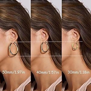 Boucles d'oreilles C-Hoop en acier inoxydable, boucles d'oreilles géométriques pour femmes, bijoux tendance - Product Image 3