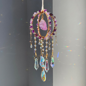 Atrapasoles de Cristal Redondo con Amatista, Venta al Por Mayor, Excelente Artesanía y Detalles Exquisitos - Product Image 1