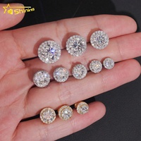 Expédition rapide depuis l'entrepôt américain : Boucles d'oreilles clous rondes en argent sterling 925 massif, serties de moissanite, avec fermoir à vis