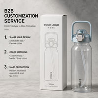 Bouteille d'eau sportive en PC de qualité alimentaire LG9127 1000ml 1500ml avec bouchon à paille à ouverture rapide et poignée de transport